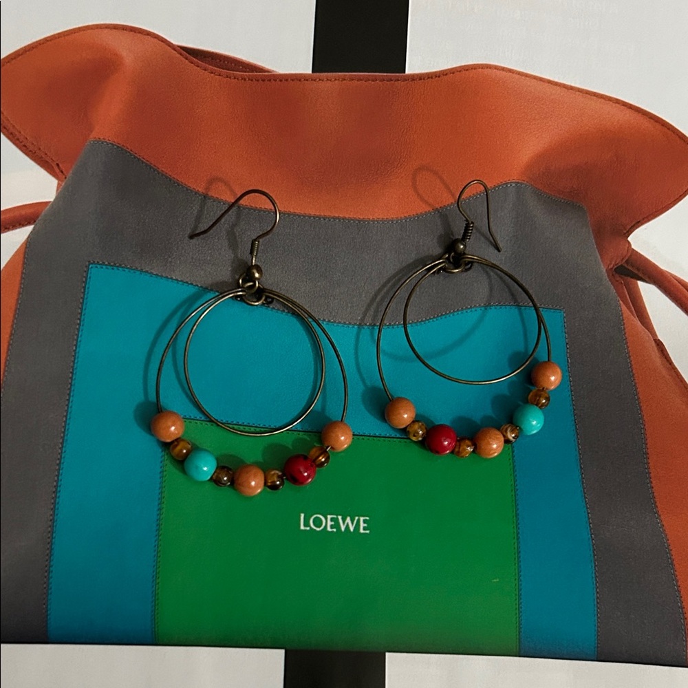 Loewe Vibrant Beaded Hoop Earrings bag not included